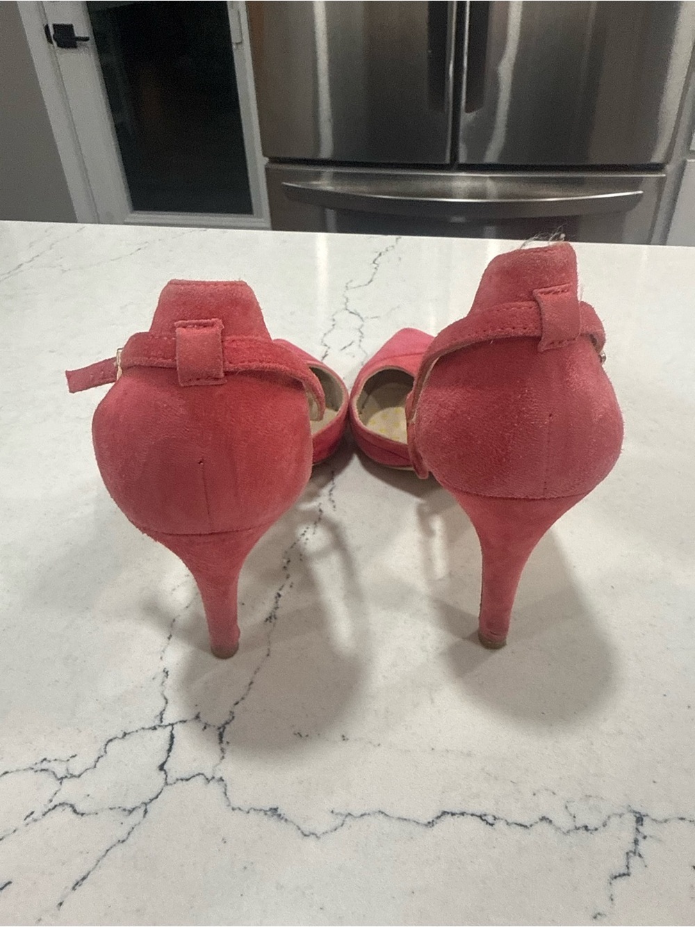 Boden “Alice” Pink Suede Ankle Strap Heels Yellow Tassels 7.5- 8 (38) - Picture 5 of 14